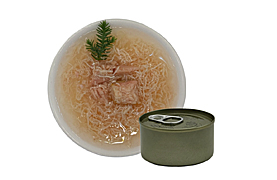 Chicken shreds+salmon soup can